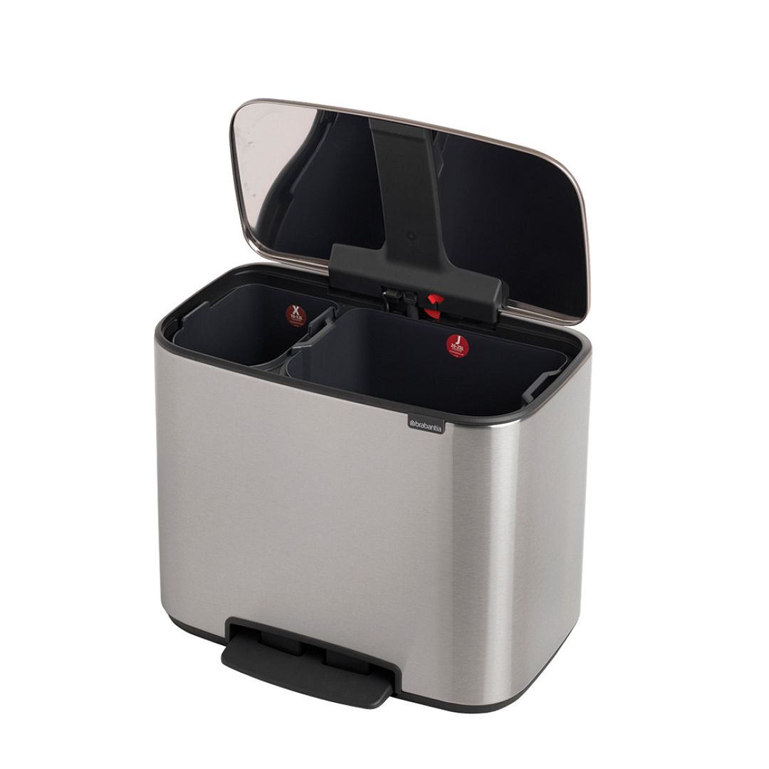 Bo Pedal Bin, 11 + 23L Matt Steel Fingerprint Proof 8710755121241 Brabantia 1000x1000px 7 NR 12954