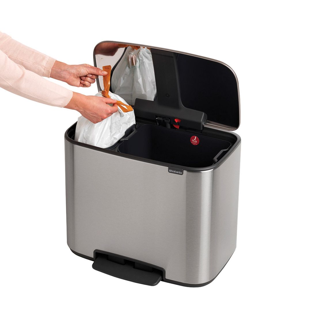 Bo Pedal Bin, 11 + 23L Matt Steel Fingerprint Proof 8710755121241 Brabantia 1000x1000px 7 NR 12956