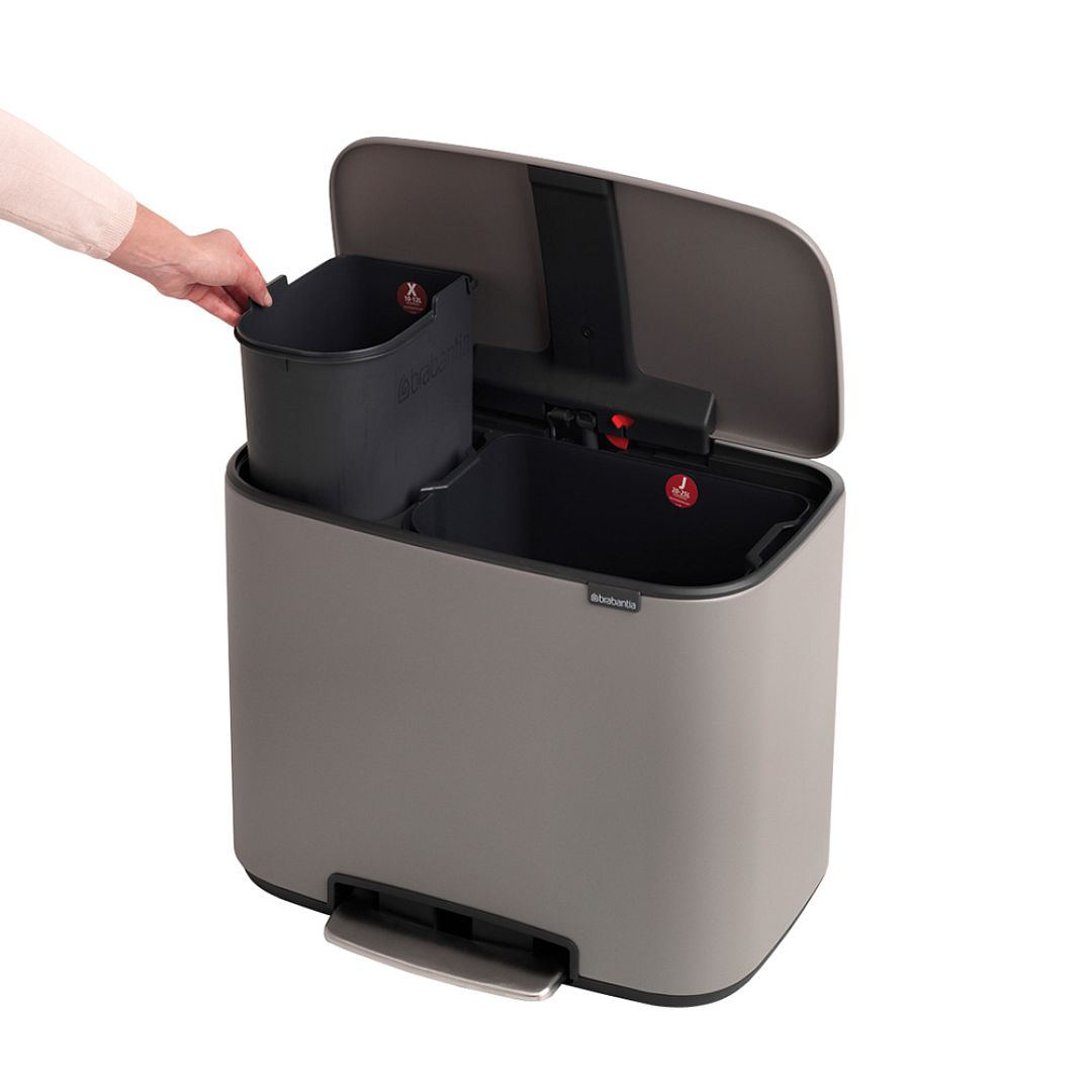 Bo Pedal Bin, 11 + 23L Mineral Concrete Grey 8710755121562 Brabantia 1000x1000px 7 NR 13019