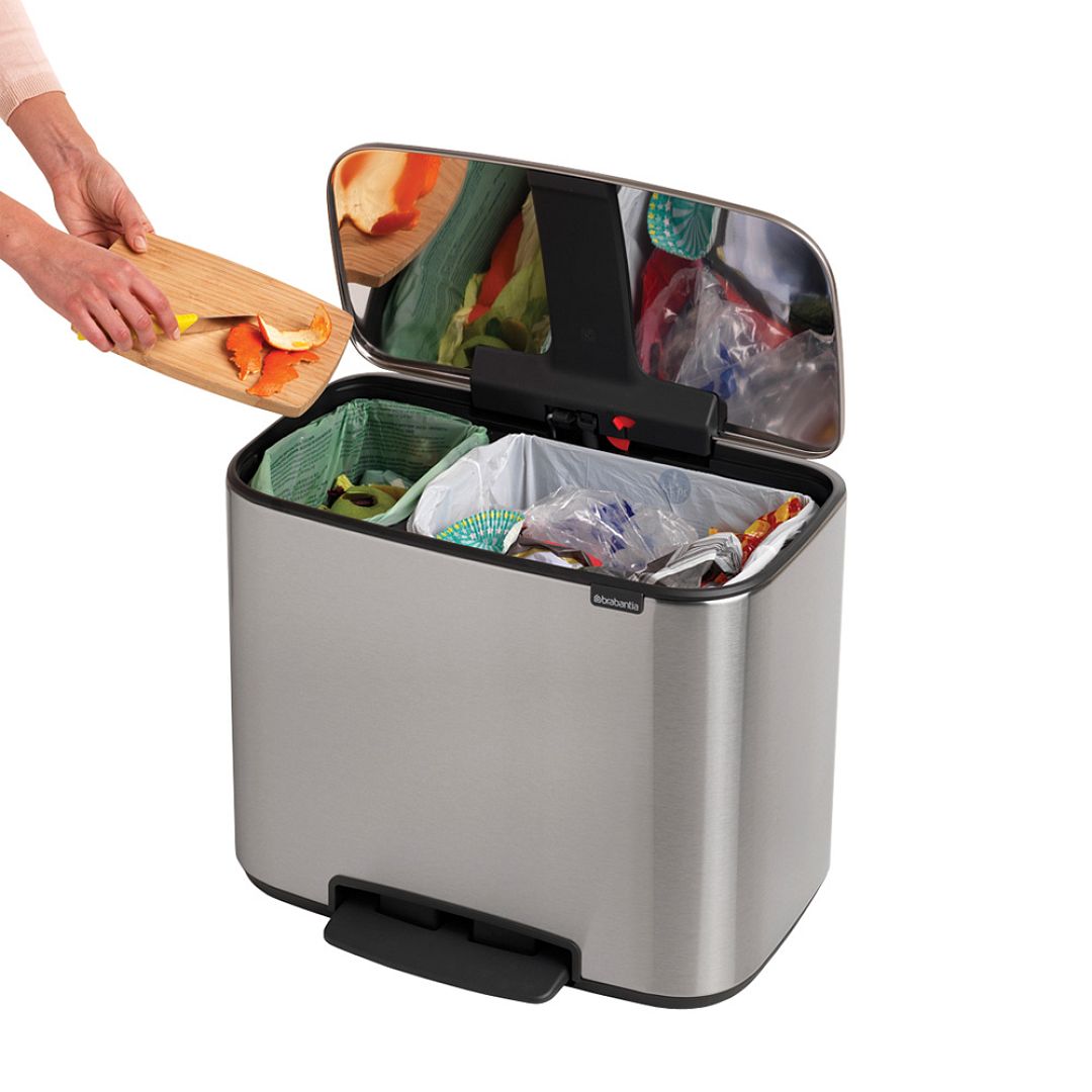 Bo Pedal Bin, 11 + 23L Matt Steel Fingerprint Proof 8710755121241 Brabantia 1000x1000px 7 NR 12957