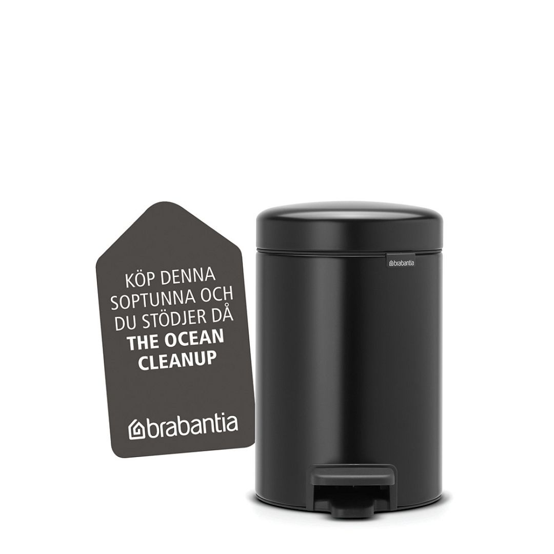 Pedal Bin newIcon, 3L Matt Black 8710755113321 Brabantia 1000x1000px 7 NR 9772