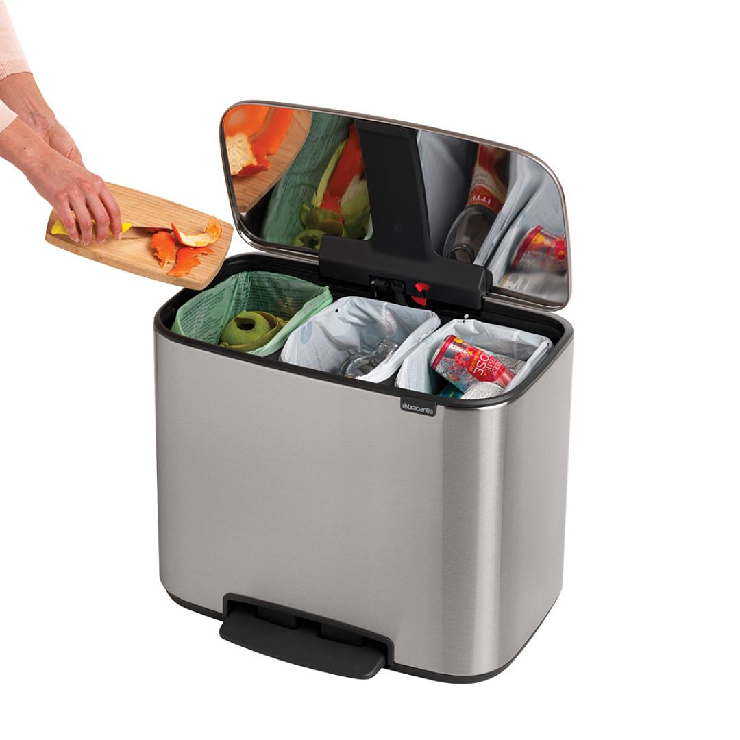 Bo Pedal Bin, 3 x 11L Matt Steel Fingerprint Proof 8710755121128 Brabantia 1000x1000px 7 NR 12933