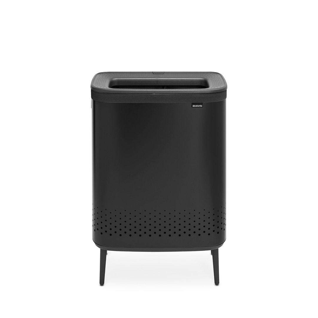 Bo Laundry Bin Hi, 2 x 45L, Plastic Lid Matt Black 8710755200564 Brabantia 96dpi 1000x1000px 7 NR 22114