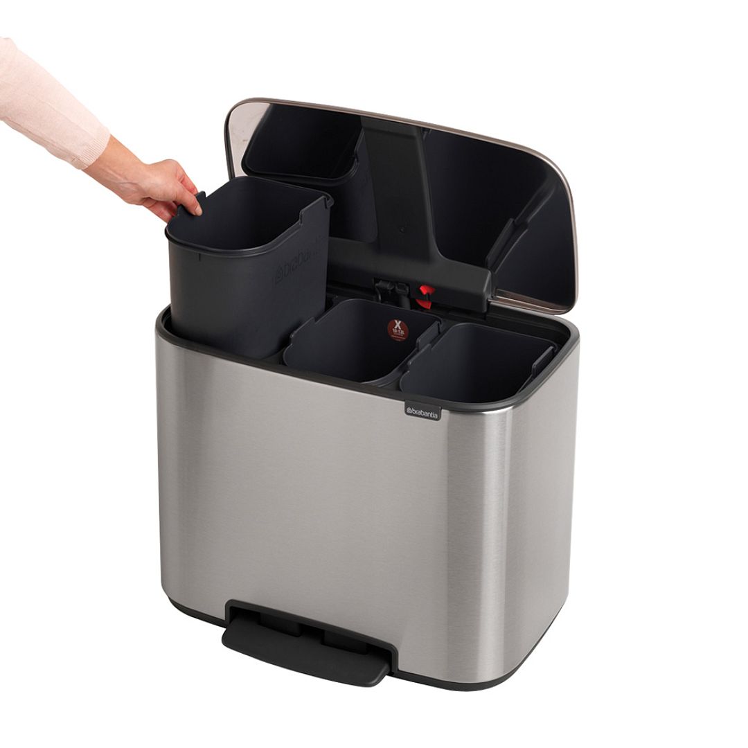 Bo Pedal Bin, 3 x 11L Matt Steel Fingerprint Proof 8710755121128 Brabantia 1000x1000px 7 NR 12931