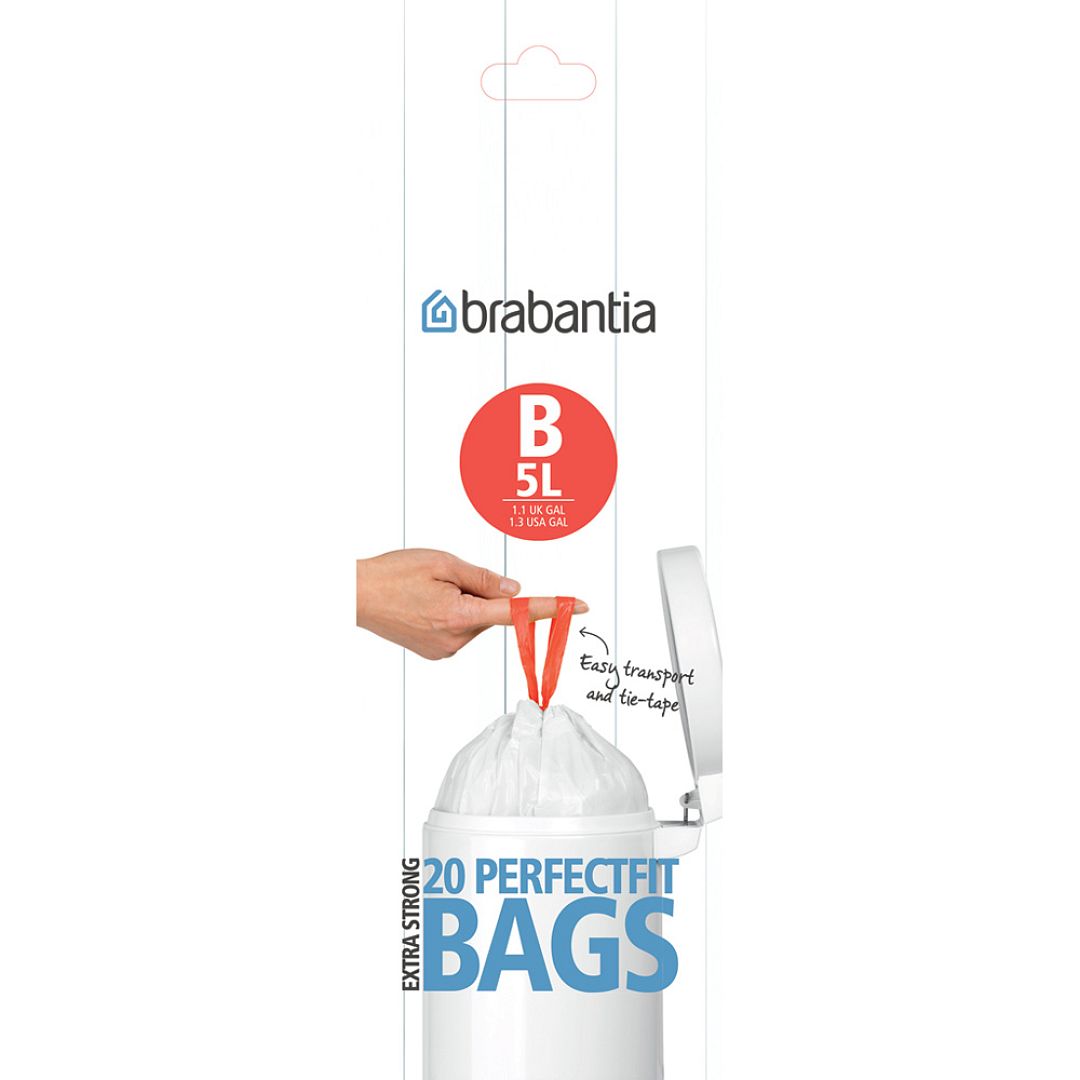 PerfectFit Bags, Code B, 5L, 20 pcs White 8710755311741 Brabantia 1000x1000px 7 NR 1857