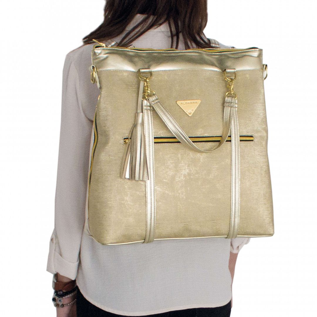 Luxusní přebalovací taška/batoh 4v1 ALONDRA CHAMPAGNE vysoká