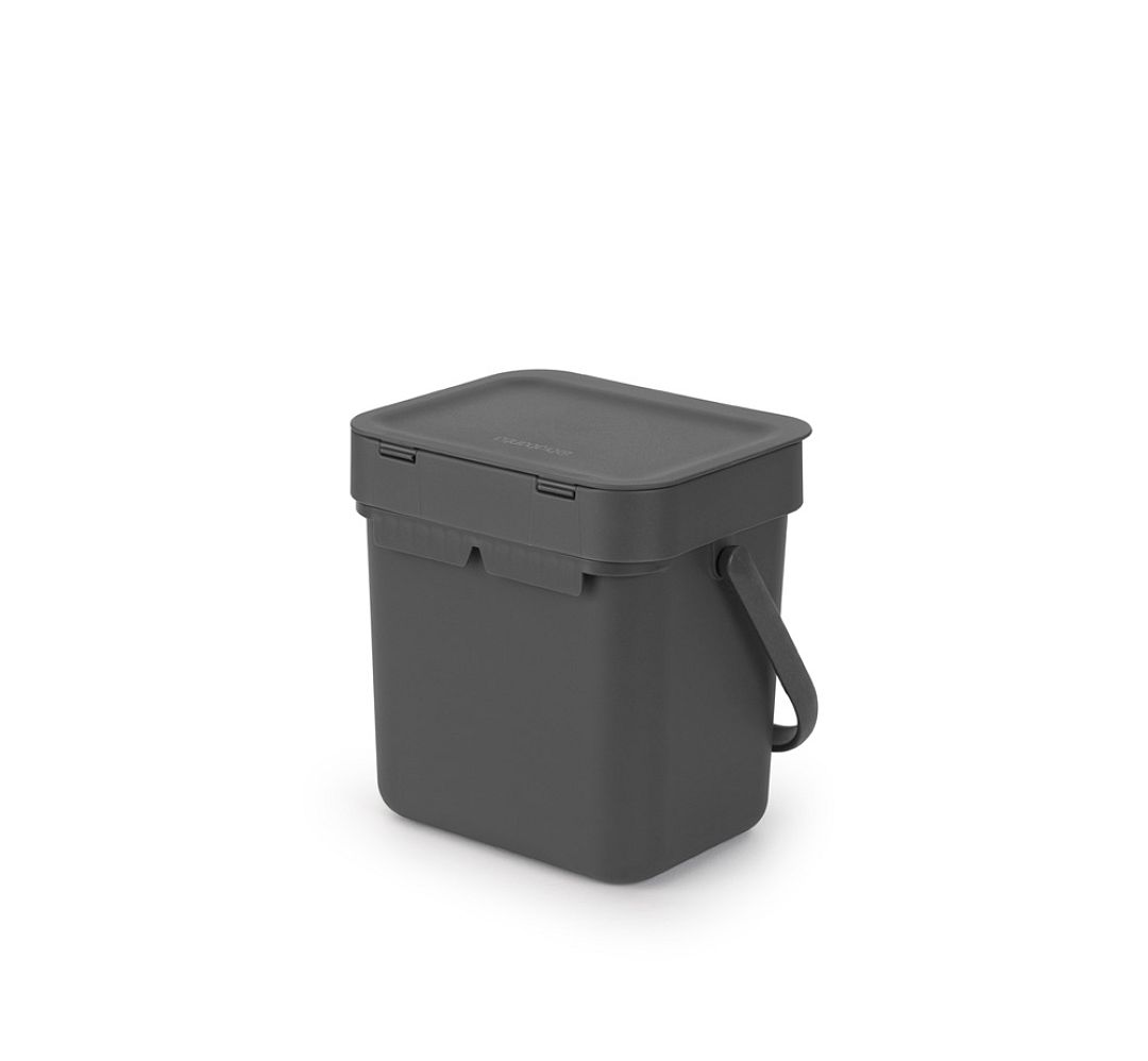 Sort & Go Waste Bin, 3L Grey 8710755209888 Brabantia 96dpi 1000x924px 7 NR 17475 (1)