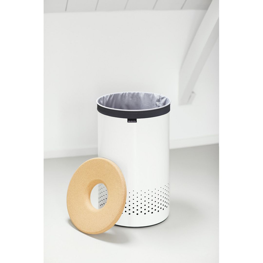 Laundry Bin, 60L, Cork Lid White 8710755104404 Brabantia 1000x1000px 7 NR 2228