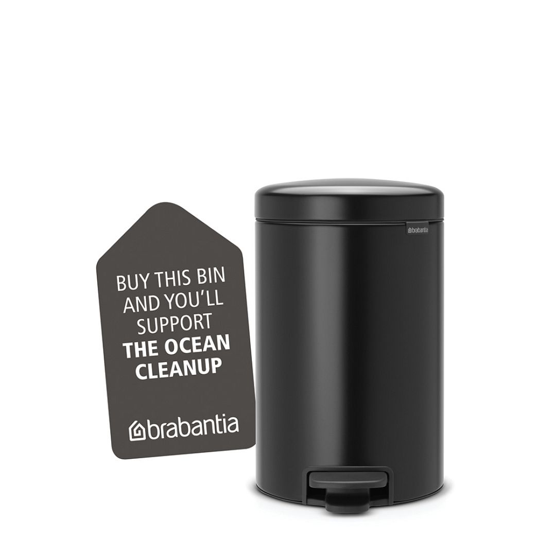 Pedal Bin newIcon, 12L Matt Black 8710755113741 Brabantia 1000x1000px 7 NR 9841