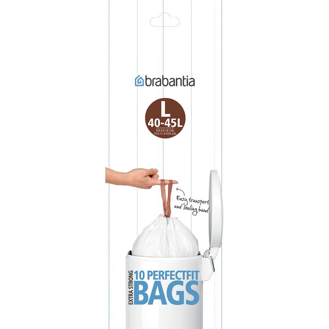 PerfectFit Bags, Code L, 45L, 10 pcs White 8710755371547 Brabantia 1000x1000px 7 NR 3138