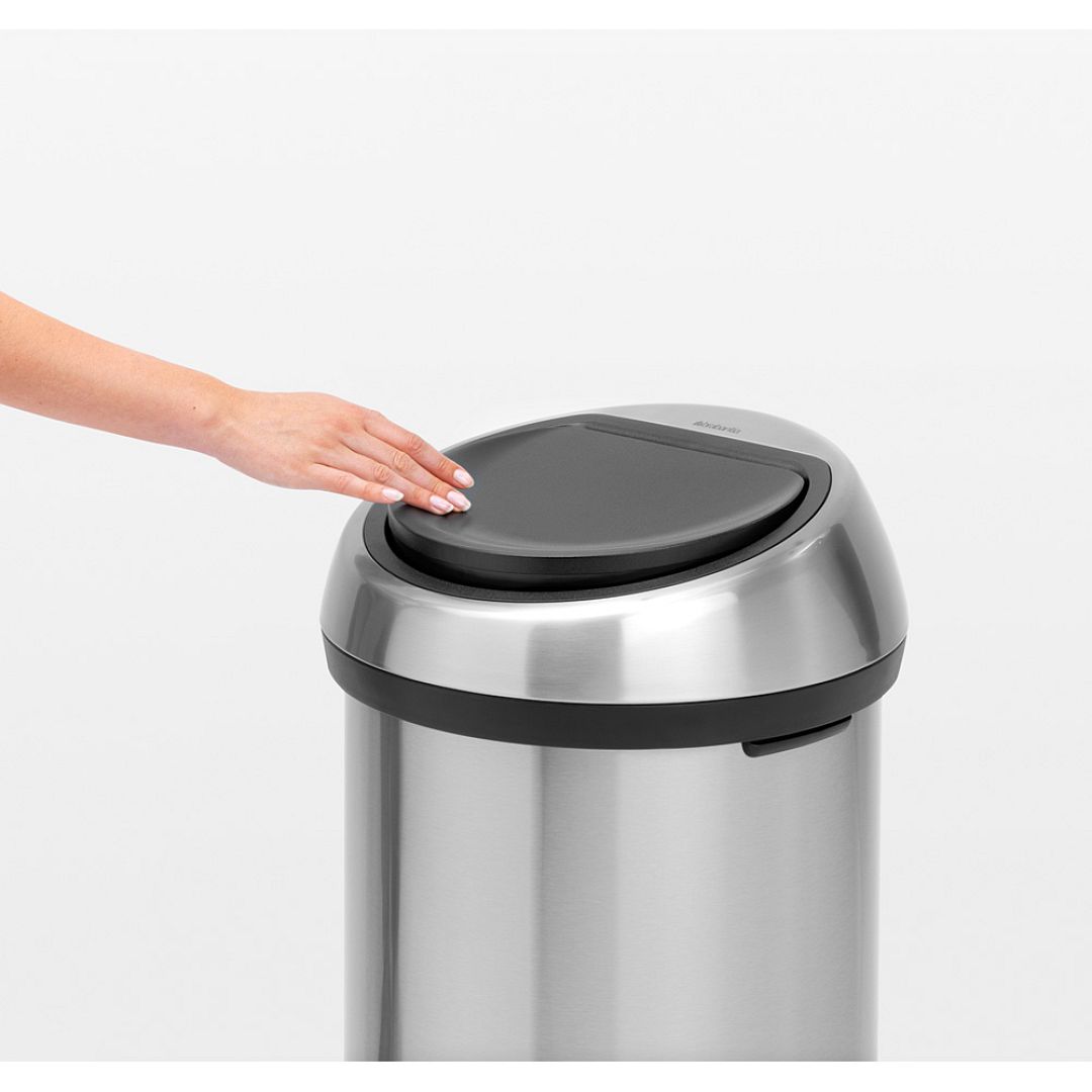 484506 Touch Bin 60L Matt Steel DETAIL Push 1000x1000px 7 NR 6335