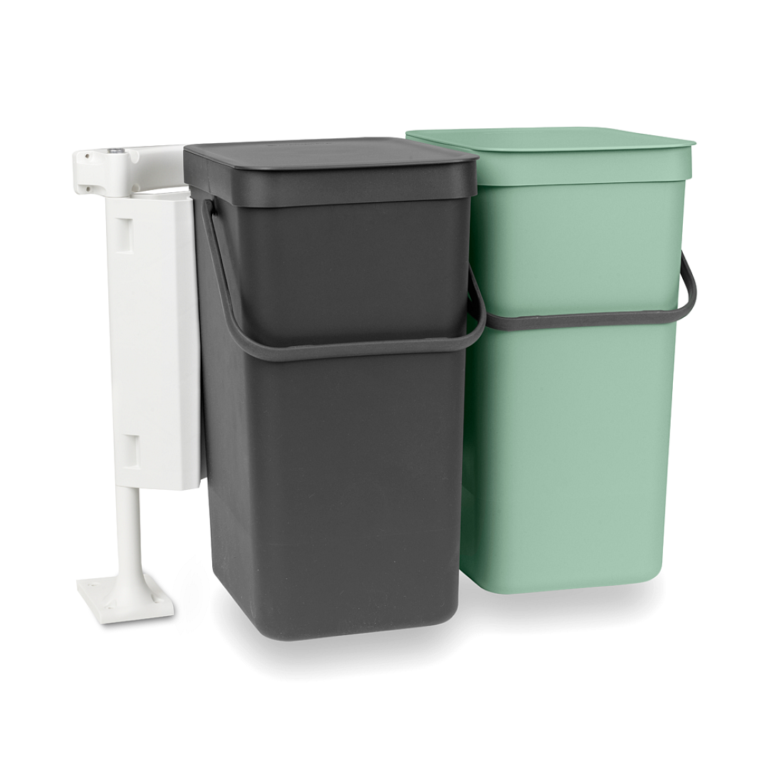 Sort & Go Built in Bin, 2 x 16L Jade Green Grey 8710755214462 Brabantia 96dpi 1000x1000px 7 NR 25745