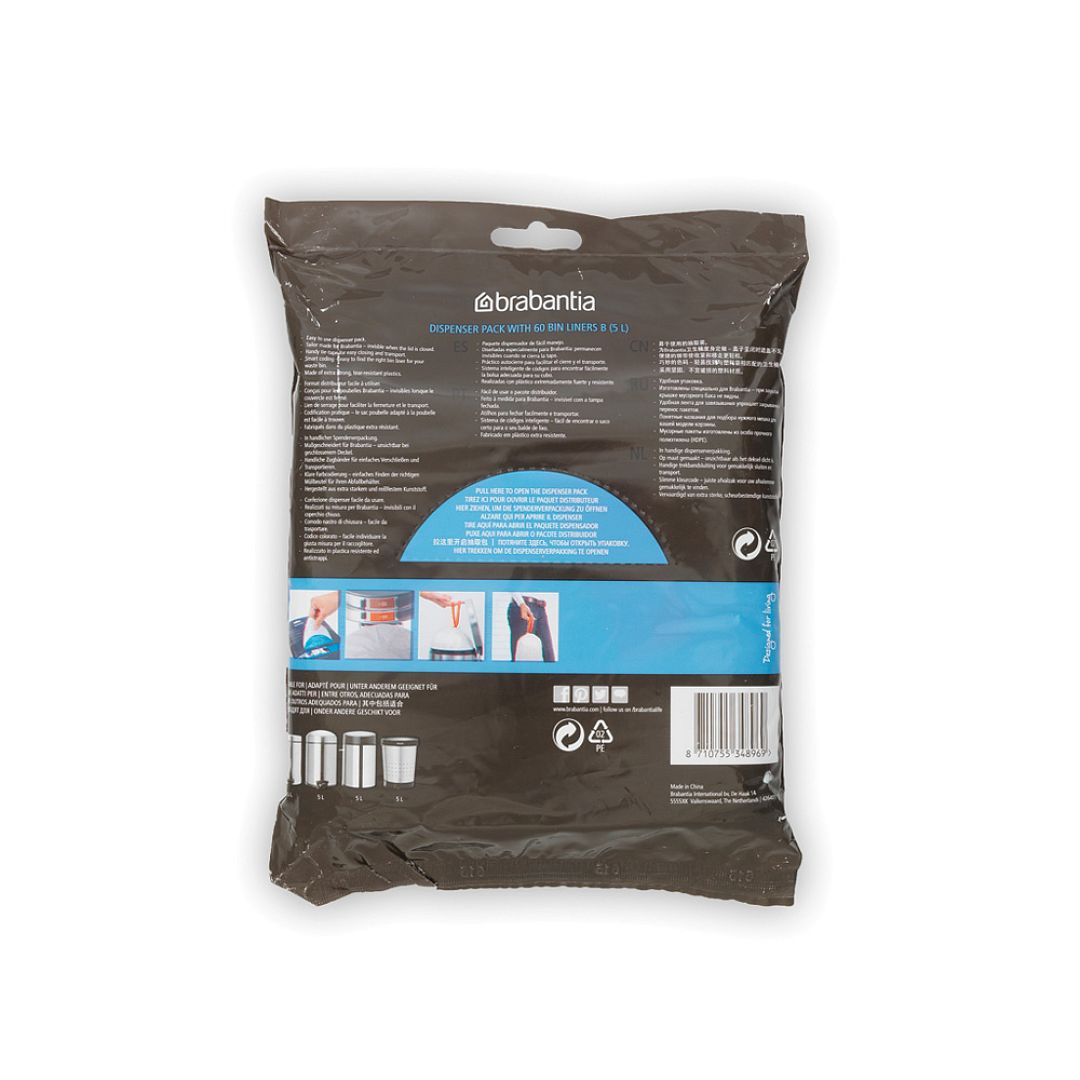 PerfectFit Bags,Dispenser, 5L, 60pcs White 8710755348969 Brabantia 1000x1000px 7 NR 7947