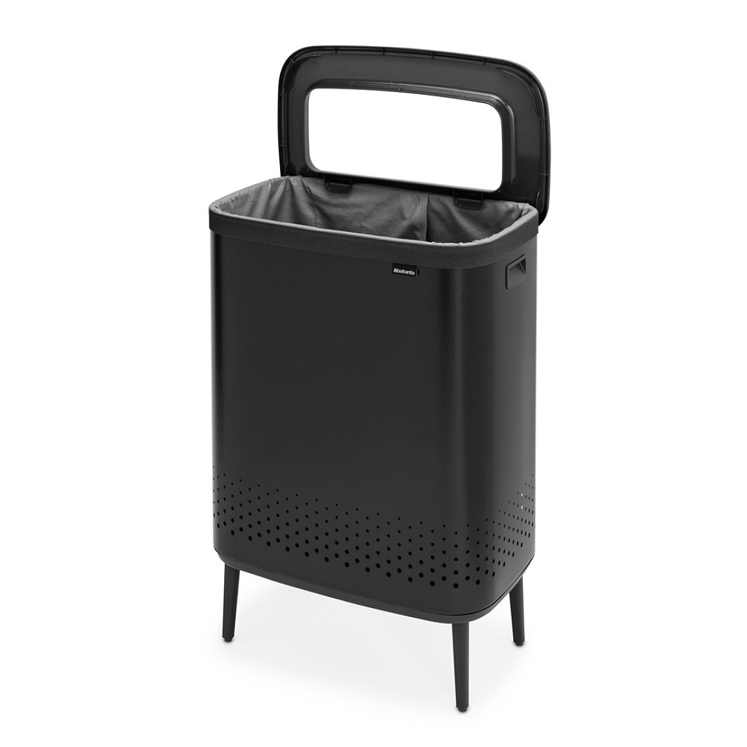 Bo Laundry Bin Hi, 2 x 45L, Plastic Lid Matt Black 8710755200564 Brabantia 96dpi 1000x1000px 7 NR 22112