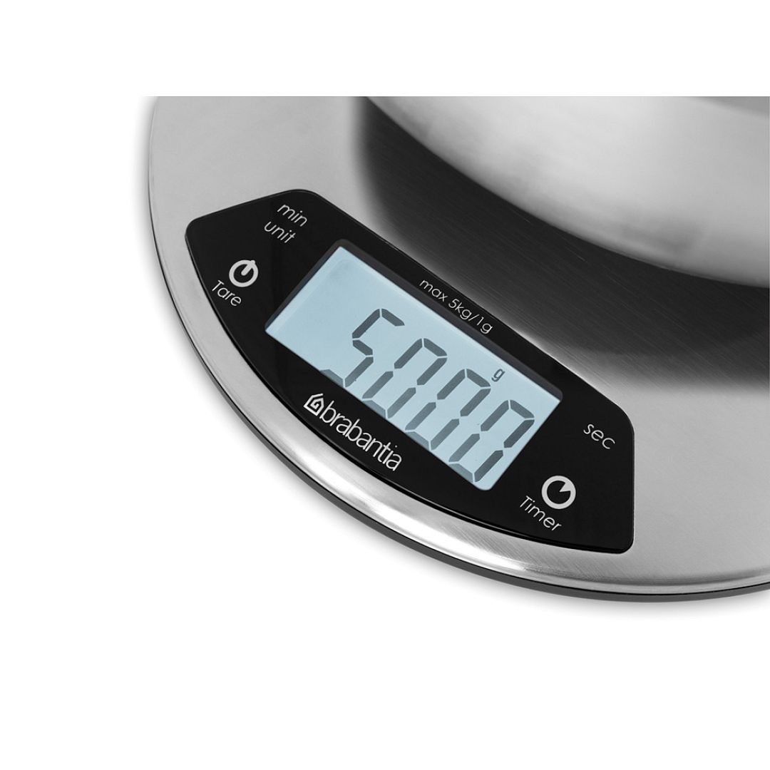 Digital Kitchen Scales, Round Matt Steel 8710755480560 Brabantia 1000x1000px 7 NR 5659