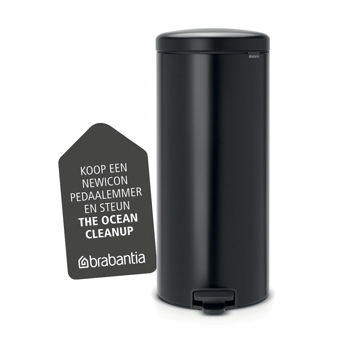 Pedal Bin newIcon, 30L Matt Black 8710755114540 Brabantia 1000x1000px 7 NR 9998