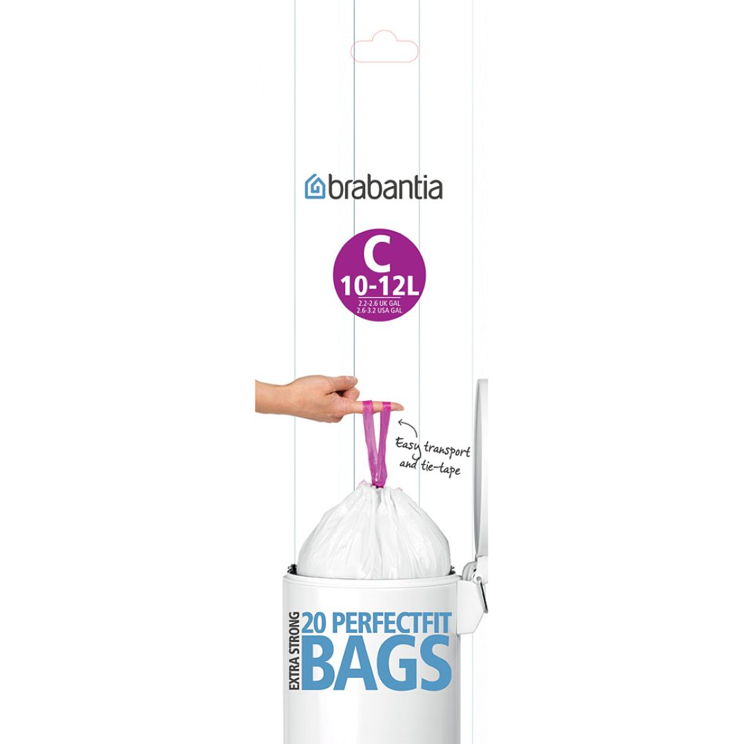 PerfectFit bags, Code C, 10 12L, 20 pcs White 8710755245343 Brabantia 1000x1000px 7 NR 1727