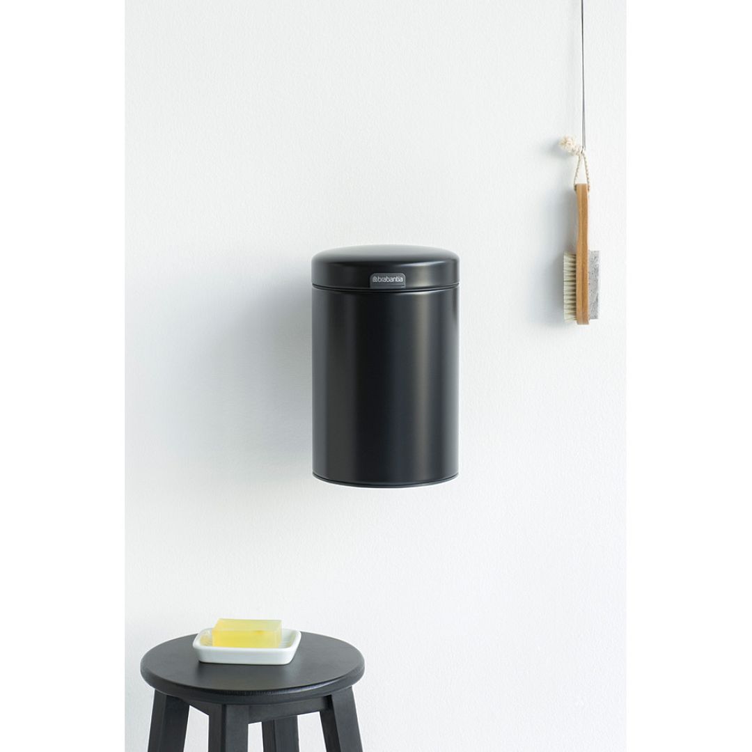 Wall mounted bin newIcon, 3L Matt Black 8710755116247 Brabantia 1000x1000px 7 NR 9088