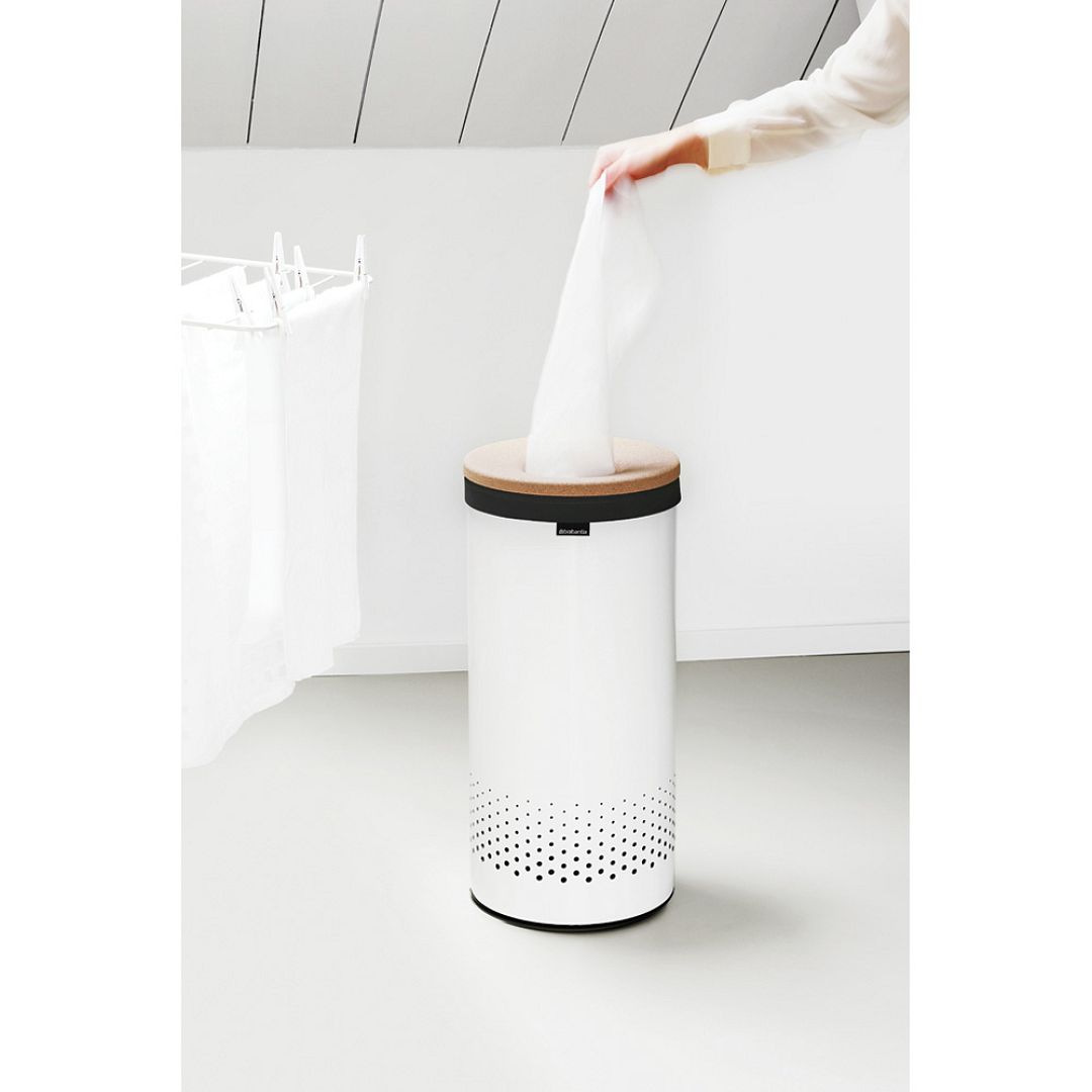 Laundry Bin, 35L, Cork Lid White 8710755104367 Brabantia 1000x1000px 7 NR 2218