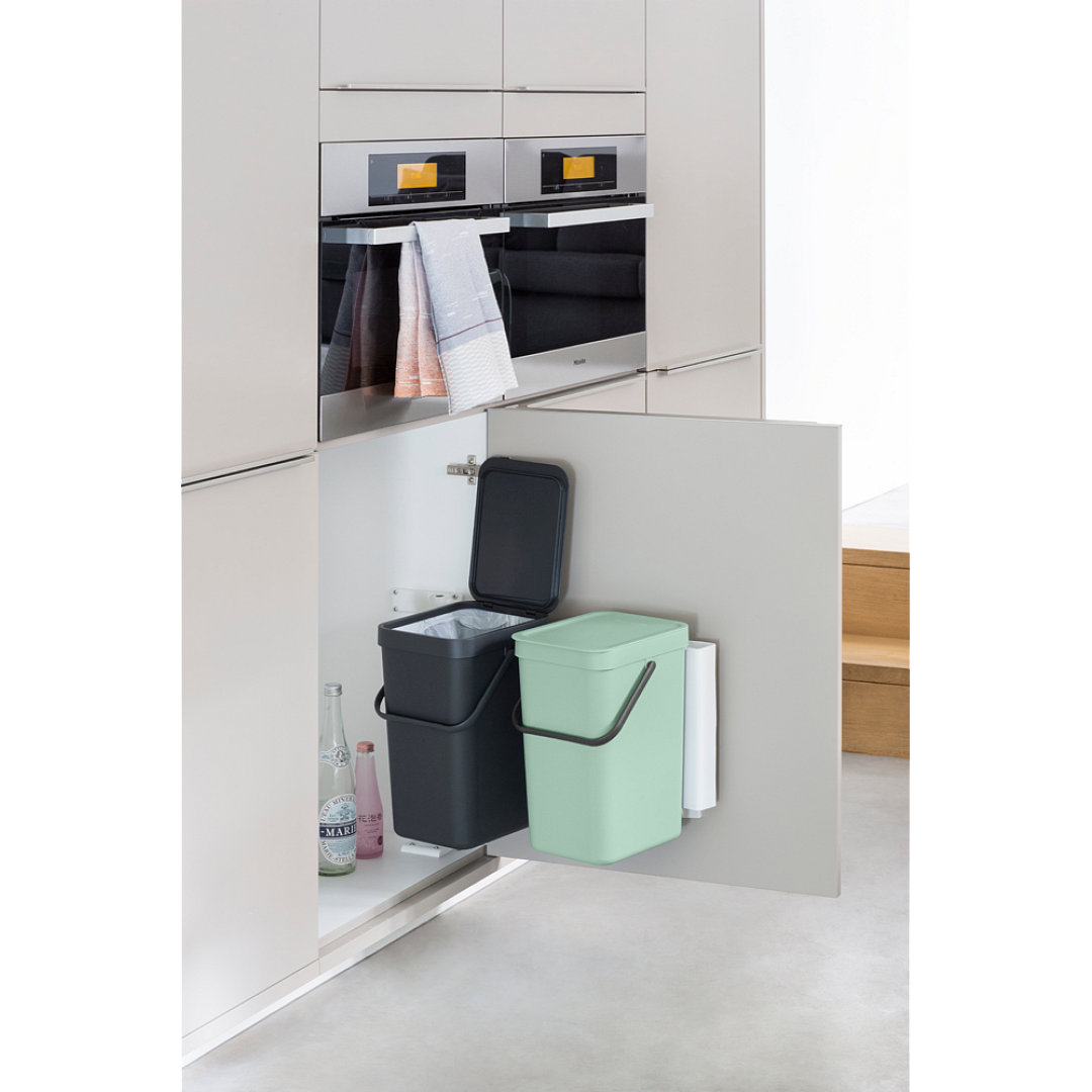 Sort & Go Built in Bin, 2 x 12L Jade Green Grey 8710755214448 Brabantia 96dpi 1000x1000px 7 NR 25788