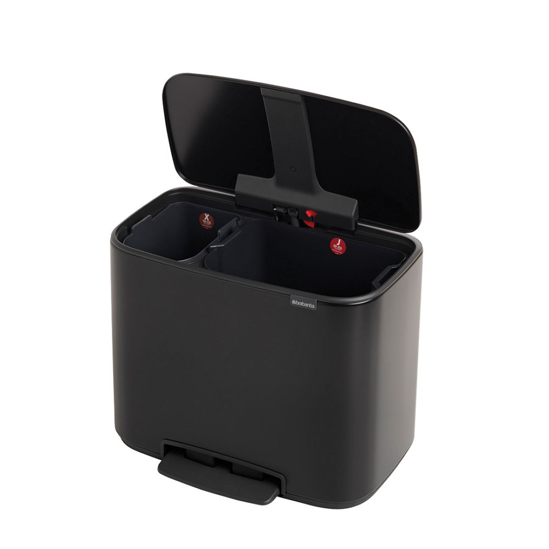 Bo Pedal Bin, 11 + 23L Matt Black 8710755121227 Brabantia 1000x1000px 7 NR 12950