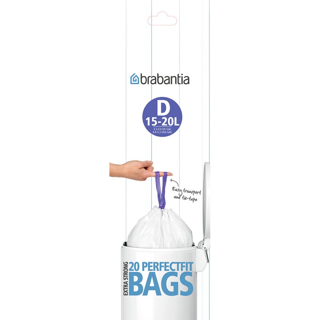 PerfectFit Bags, Code D, 15 20L, 20 pcs White 8710755246760 Brabantia 1000x1000px 7 NR 1732