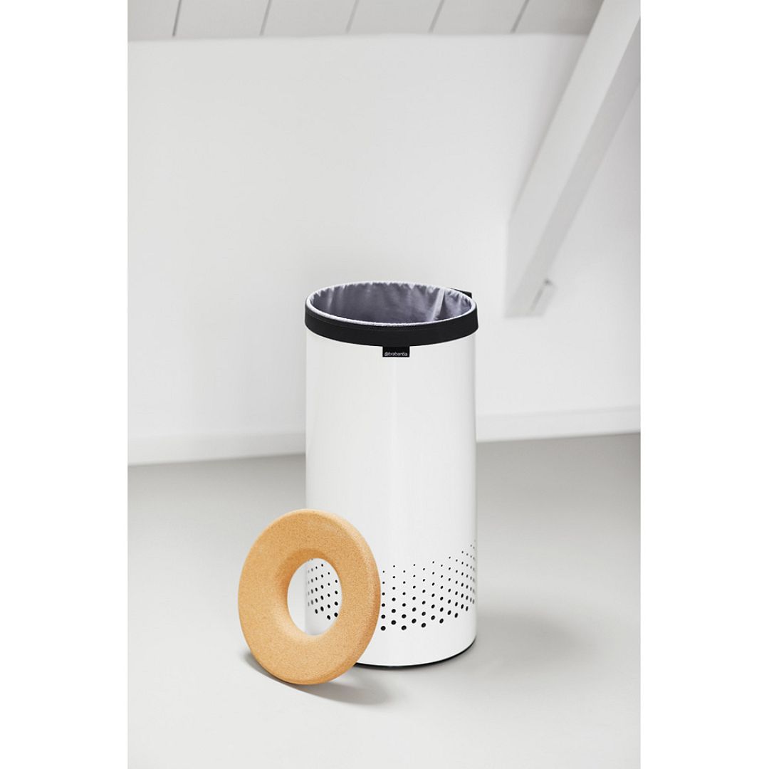 Laundry Bin, 35L, Cork Lid White 8710755104367 Brabantia 1000x1000px 7 NR 2222