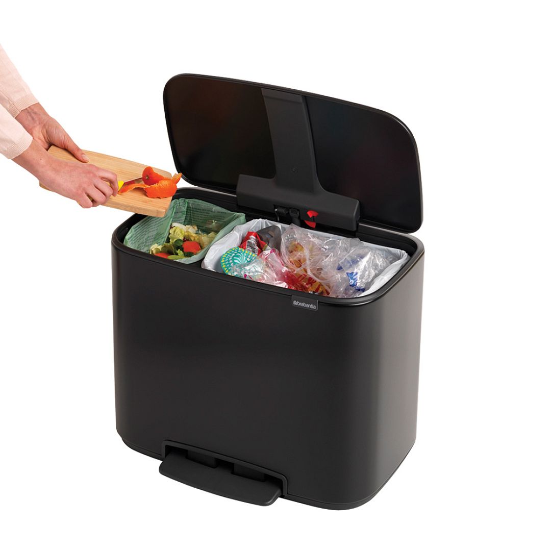 Bo Pedal Bin, 11 + 23L Matt Black 8710755121227 Brabantia 1000x1000px 7 NR 12953