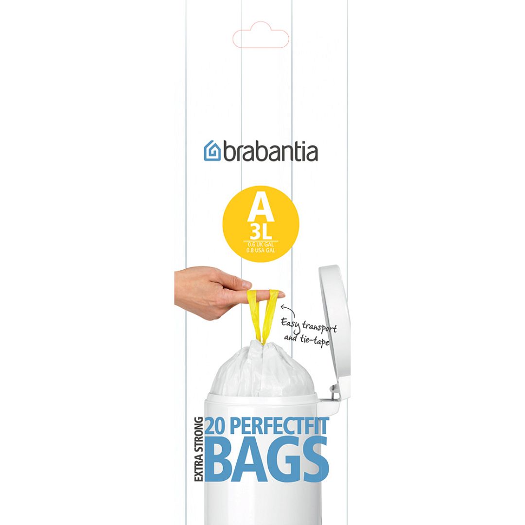 PerfectFit Bags, Code A, 3L, 20 pcs White 8710755311727 Brabantia 1000x1000px 7 NR 1856