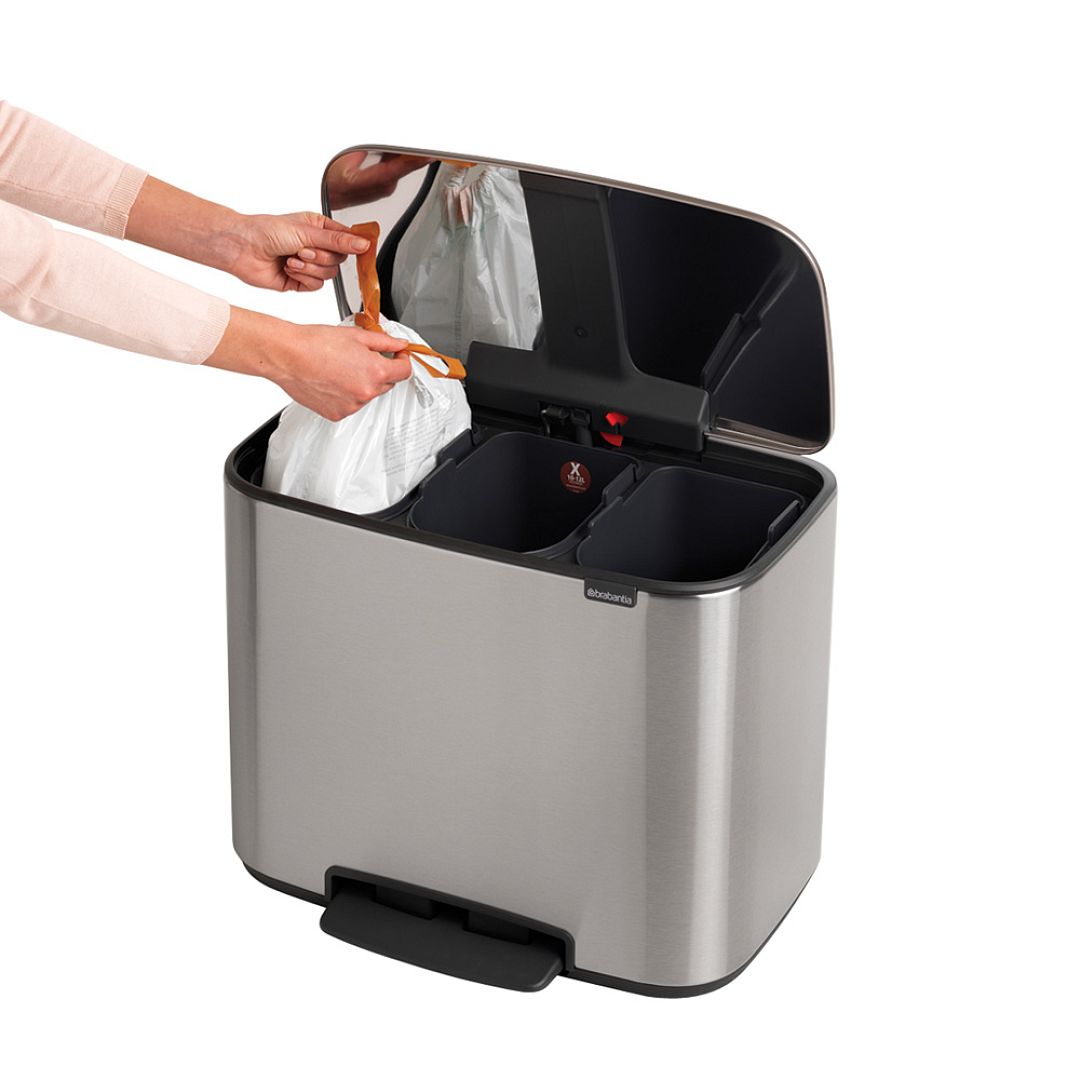 Bo Pedal Bin, 3 x 11L Matt Steel Fingerprint Proof 8710755121128 Brabantia 1000x1000px 7 NR 12932