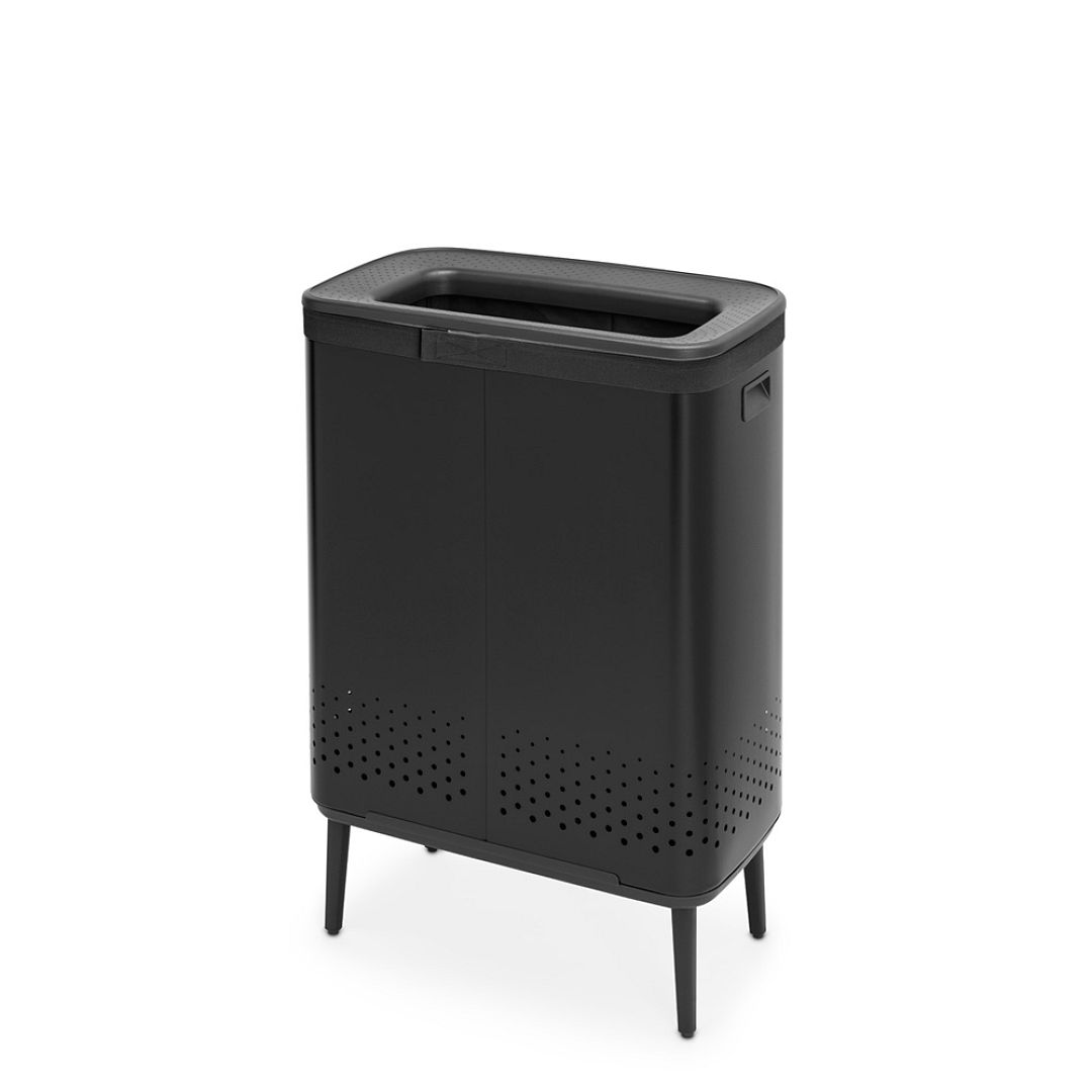 Bo Laundry Bin Hi, 2 x 45L, Plastic Lid Matt Black 8710755200564 Brabantia 96dpi 1000x1000px 7 NR 22113