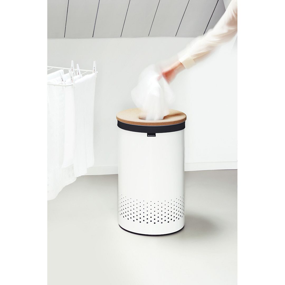 Laundry Bin, 60L, Cork Lid White 8710755104404 Brabantia 1000x1000px 7 NR 2225